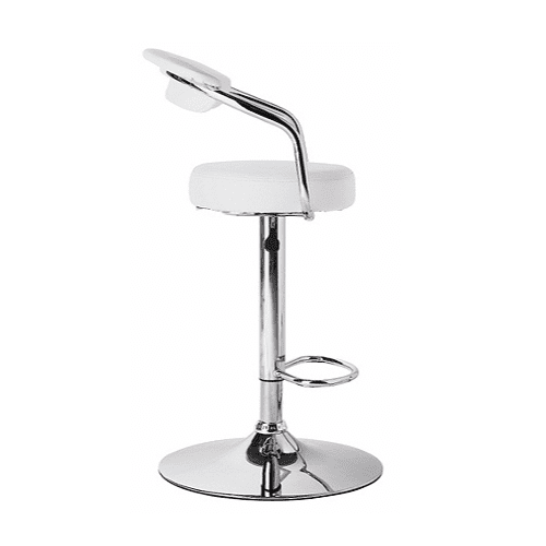 Chrome Bar Stool with Backrest - White. @HOG - Home Office Garden Online Marketplace