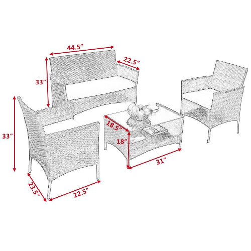 Costway 4 PCS Outdoor Patio Rattan Furniture Set. @HOG - Home Office Garden Online Marketplace