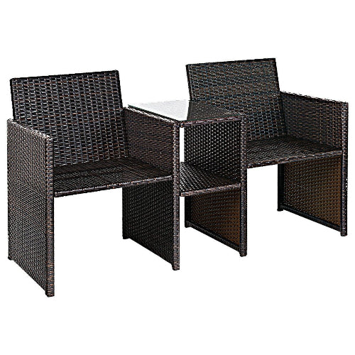 Costway Patio Rattan Loveseat Table Chairs Set. @HOG - Home Office Garden Online Marketplace