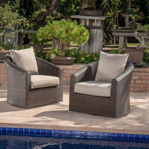 Dierdre Outdoor Wicker Club Patio Chair with Cushions - Set of 2. @HOG - Home Office Garden Online Marketplace