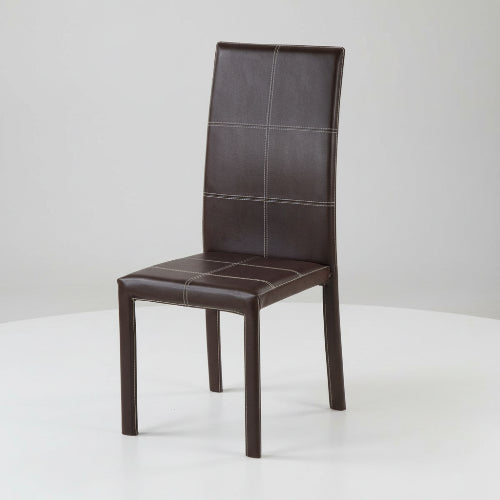 Dining Chair Threaded Leather - Dark Brown - T74 @HOG - Home Office Garden Online Marketplace
