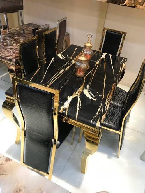 Dining Marble Table with 6 Sitting Chairs. @HOG - Home Office Garden Online Marketplace