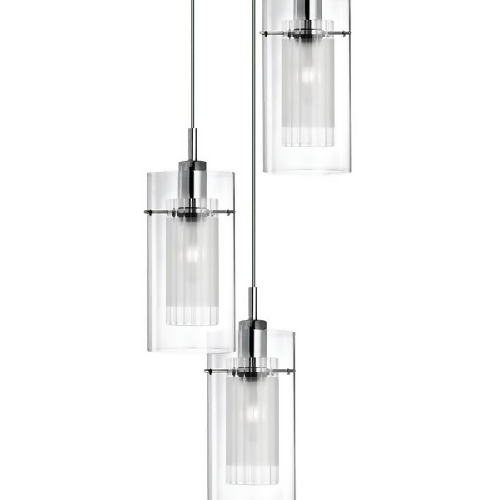 Duo I 3 Light Pendant - Chrome & Double Glass. @HOG - Home Office Garden Online Marketplace