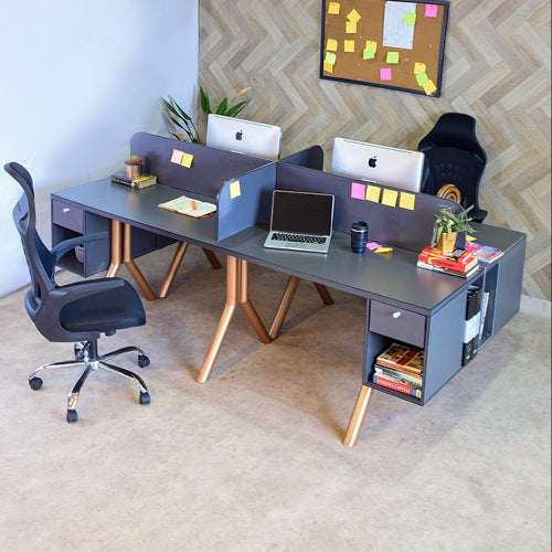Eclectic 4 Man Workstation Office Desk @HOG - Home Office Garden Online Marketplace