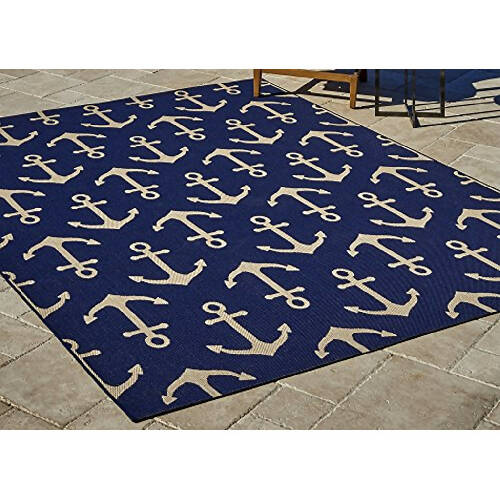 Gertmenian Naples Indoor/outdoor Rug - 6ft x9 ftMedium - Anchor Navy HOG-Home Office Garden online marketplace.