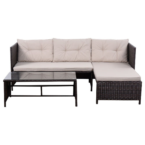 Goplus 3 PCS Rattan Lounge Chaise Cushioned Patio Set. @HOG - Home Office Garden Online Marketplace