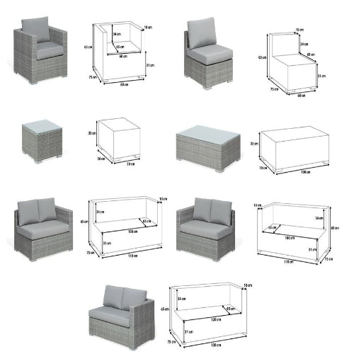 Grey Wicker Rattan Set 8 Seater. @HOG - Home Office Garden Online Marketplace