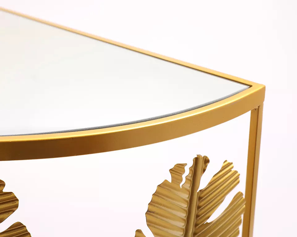 2in1 Gold Tropical Leaf Console Tables