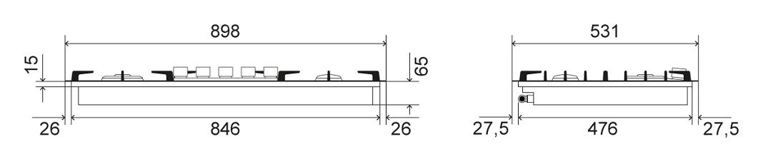 ILve HPT95D Professional Plus Filotop Gas Hob 90cm - Inox. @HOG - Home Office Garden Online Marketplace