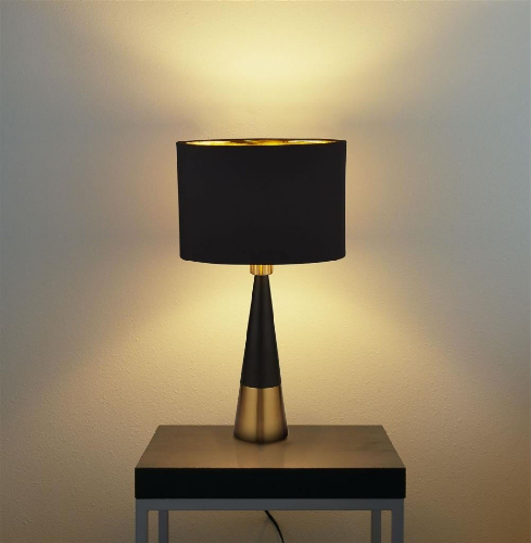 Chloe Table Lamp Black Shade Gold Interior