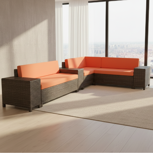 L-Shaped Rattan Garden Furniture Sofa and Side Table Set. @HOG - Home Office Garden Online Marketplace