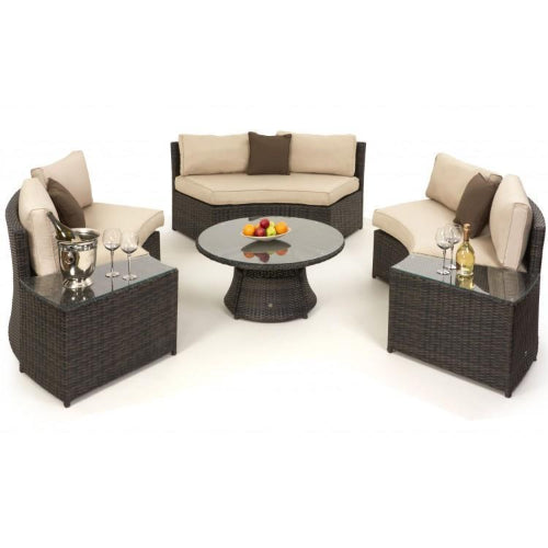 Maze Rattan Garden Furniture Brown Half Moon Sofa Set. @HOG - Home Office Garden Online Marketplace