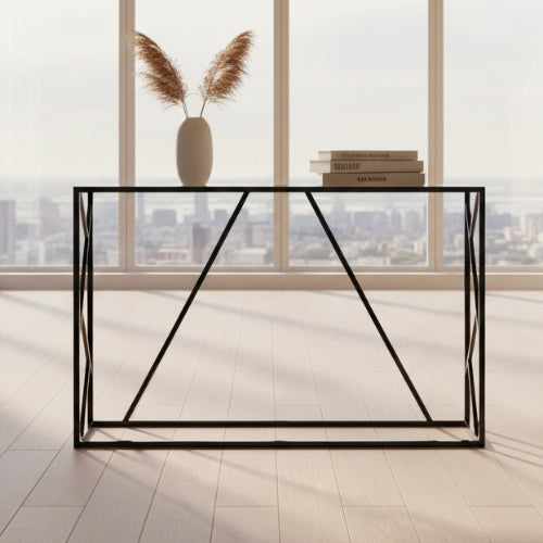 Metal Console Table with Glass. @HOG - Home Office Garden Online Marketplace