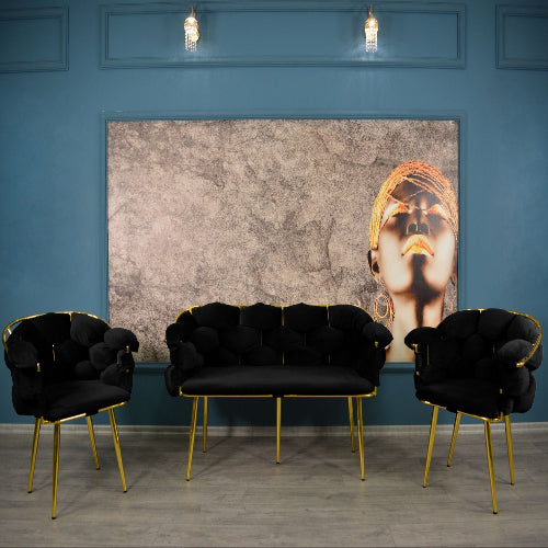 Olinpa Laura Tea Set with Gold Foot - Black. @HOG - Home Office Garden Online Marketplace