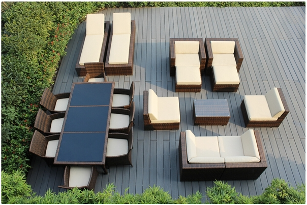 Outdoor Patio Wicker/Rattan Furniture 20-Piece Seating, Dining and Chaise Lounge Set. @HOG - Home Office Garden Online Marketplace