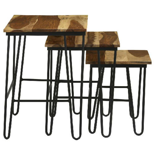 Steve Silver 3-piece Nesting Table with Hairpin Legs Natural and Black Home, Office, Garden online marketplace