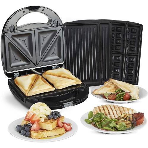 VonShef Vonshef 3-in-1 Sandwich Toaster, Waffle Maker & Grill