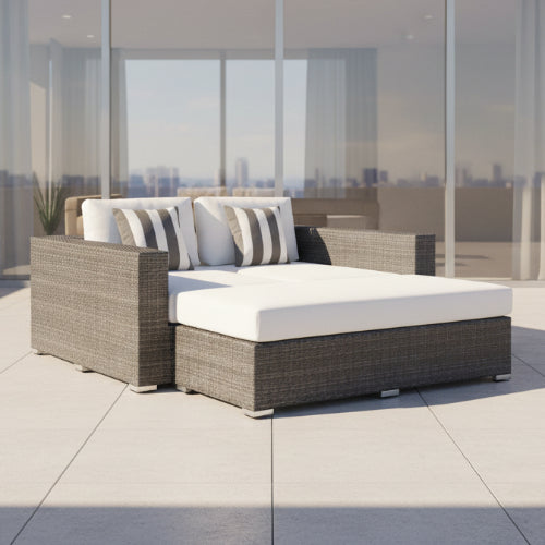 Roslindale 2 Piece Patio Daybed with White Cushions. @HOG - Home Office Garden Online Marketplace