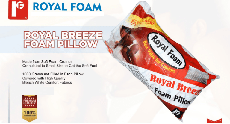 Royal Breeze Foam Firm Pillow - 1000Grms - Plain (Lagos Only) @HOG - Home Office Garden Online Marketplace