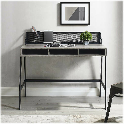 Walker Edison 42" Mesh Black Writing Desk - Slate Grey Home Office Garden online marketplace.