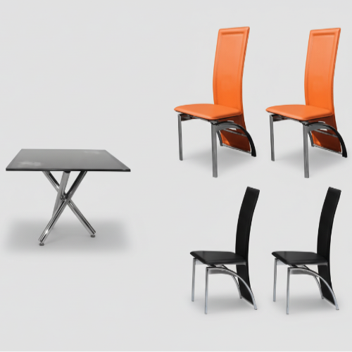 Square Dining Set Orange & Black @HOG - Home Office Garden Online Marketplace