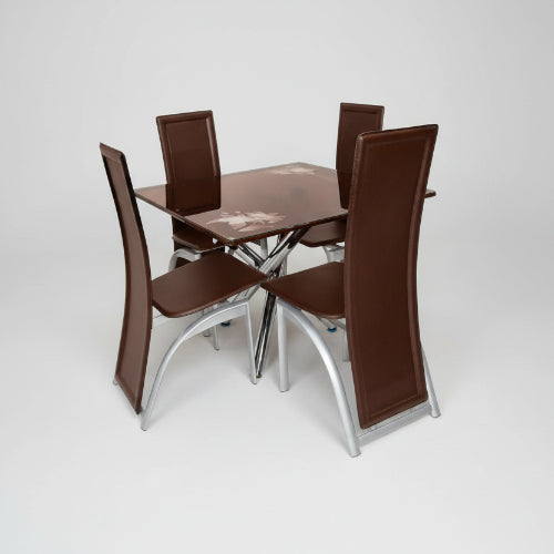 Square Dining Table with 4 Chairs - Brown - SC0098 @HOG - Home Office Garden Online Marketplace