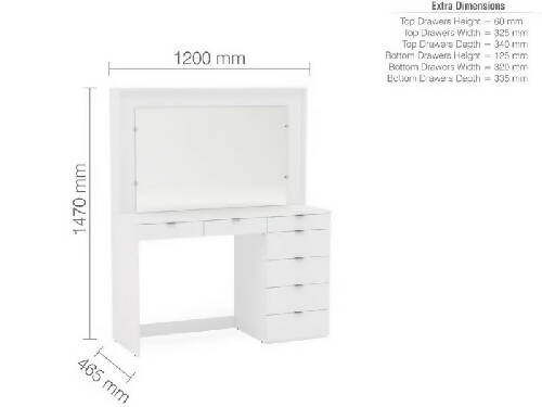 Birlea - Chloe 7 Drawer Dressing Table And Mirror - White Home, Office, Garden online marketplace