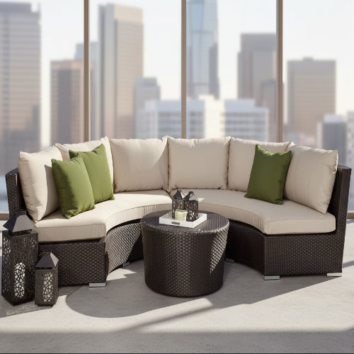 Sunset West Solana 3 Piece Curved Rattan Sectional Set. @HOG - Home Office Garden Online Marketplace