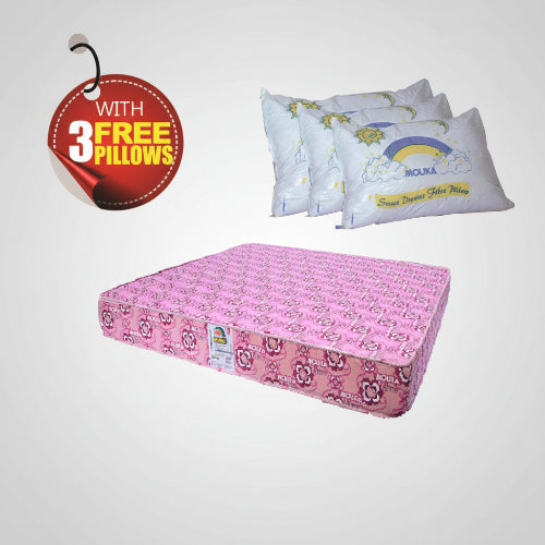Super Flora - 758412 Mouka Mattress with 3 Pillows - L 6ft x W 7ft x H 12"(Lagos Only) @HOG - Home Office Garden Online Marketplace
