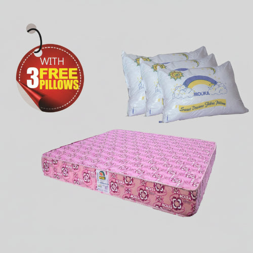 Super Flora - 75848 Mouka Mattress with 3 Pillows - L 6ft x W 7ft x H 8"(Lagos Only) @HOG - Home Office Garden Online Marketplace