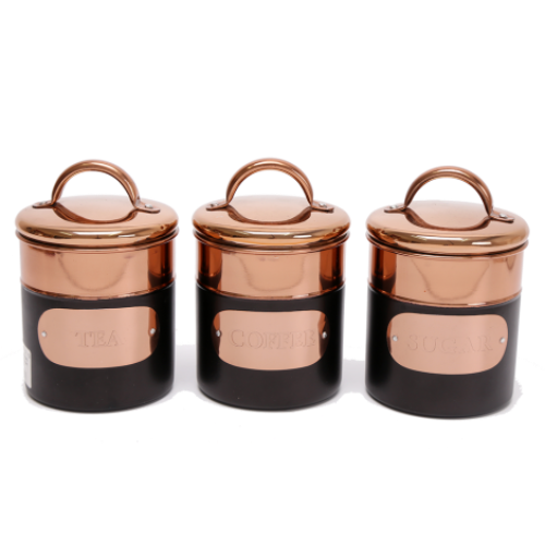 Tea Coffee Sugar Black Copper Canister @HOG - Home Office Garden Online Marketplace