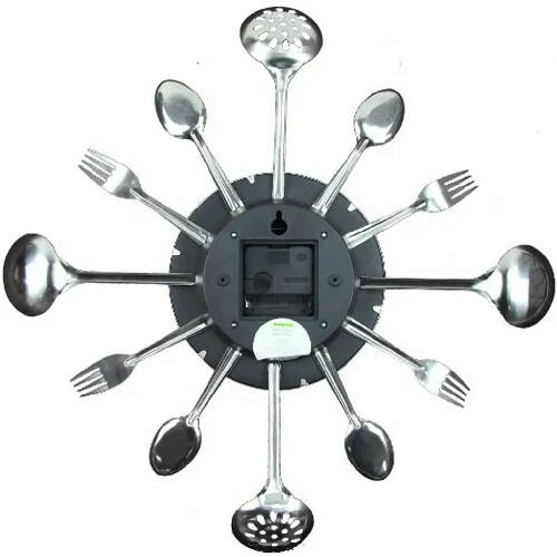 Linsan Kitchen Cutlery Wall Clock With Forks And Spoons For Home Decor - 14" - Black HOG-Home Office Garden online marketplace.