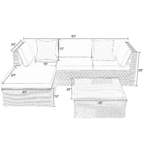 Walnew 5 Pieces Outdoor Rattan Sectional Sofa. @HOG - Home Office Garden Online Marketplace