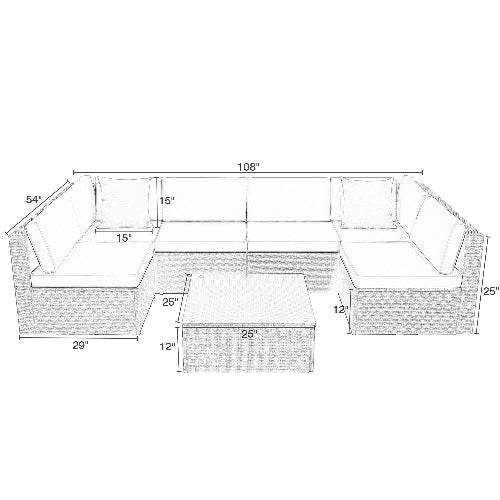 Walnew 7 Pieces Outdoor Rattan Sectional Sofa. @HOG - Home Office Garden Online Marketplace
