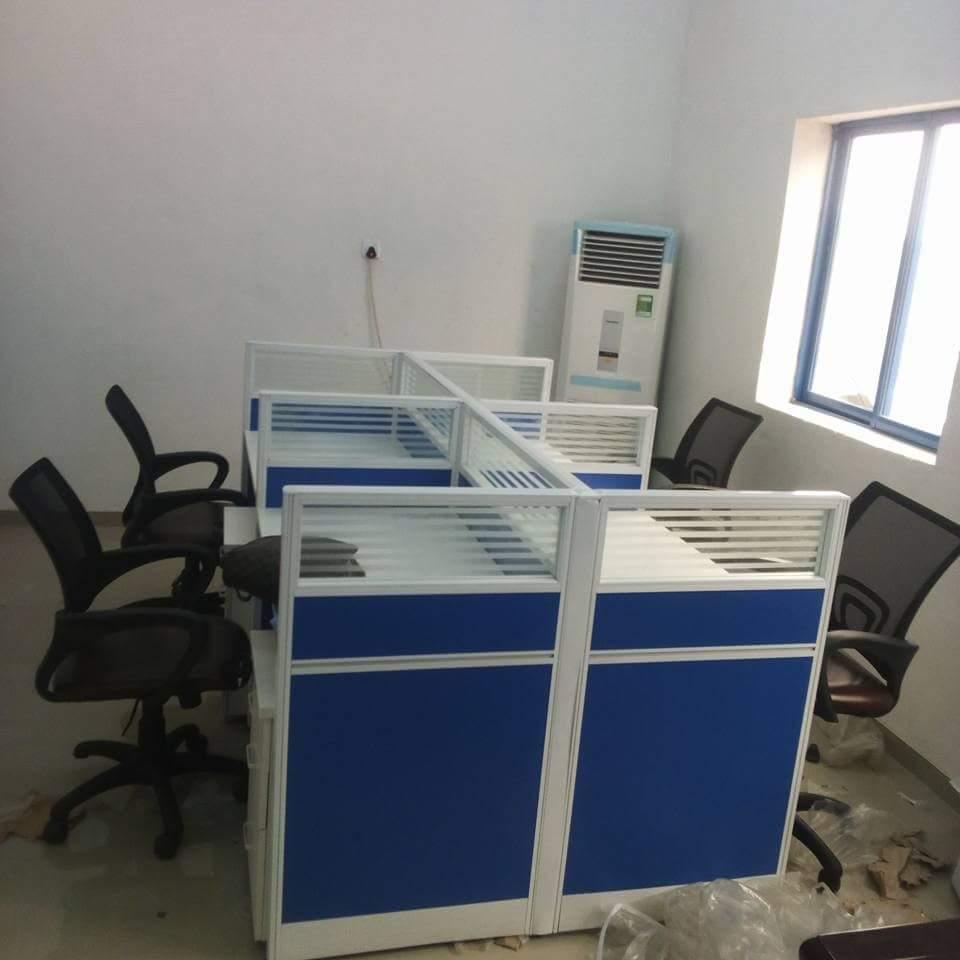 4 Person Office Workstation(Without Chairs) - Blue