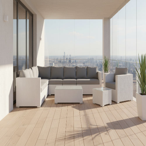 White Wicker Rattan Set 8 Seater. @HOG - Home Office Garden Online Marketplace