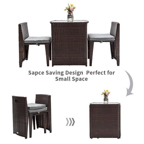 Zimtown 3 PCS Cushioned Outdoor Rattan Patio Set. @HOG - Home Office Garden Online Marketplace