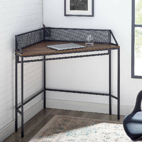 Walker Edison Industrial Corner Desk - Dark Walnut Home Office Garden furniture online marketplace.