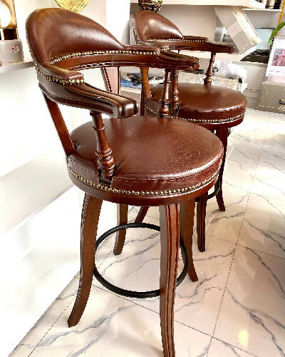 Italian Leather wooden chair