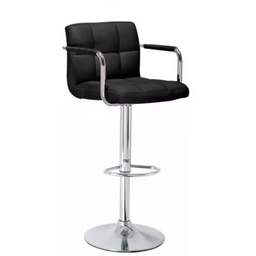 Backrest + Armrest Chrome Faux Leather Breakfast Bar stool Swivel - Black Home Office Garden | HOG-HomeOfficeGarden | online marketplace
