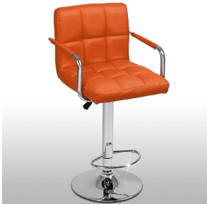 Backrest + Armrest Chrome Faux Leather Breakfast Barstool Swivel - Orange Home Office Garden | HOG-HomeOfficeGarden | online marketplace