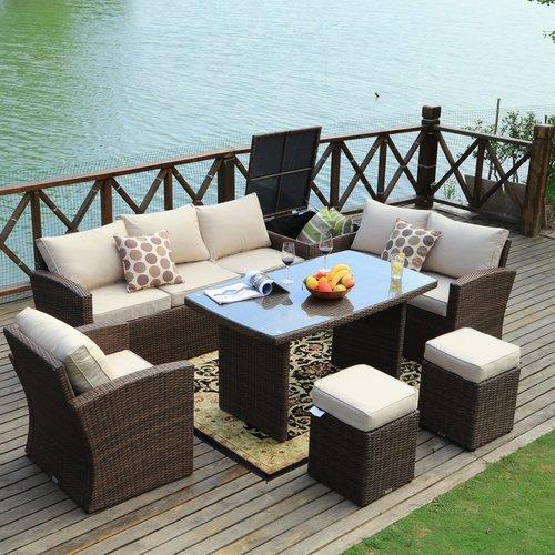 Benedetti 7 Piece Rattan Sofa Seating Group with Cushions Home Office Garden | HOG-HomeOfficeGarden | online marketplace