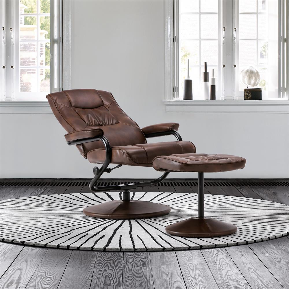 Birlea Memphis Swivel Chair & Footstool: Tan