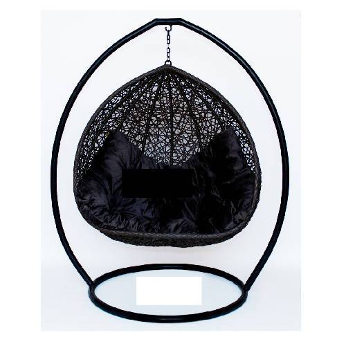 Black Wicker Swing Chair With Cushion