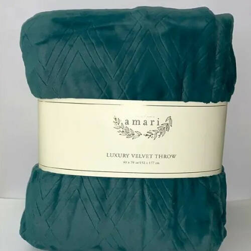Amari Luxury Embossed Velvet jefa, 60"x70" - Green
