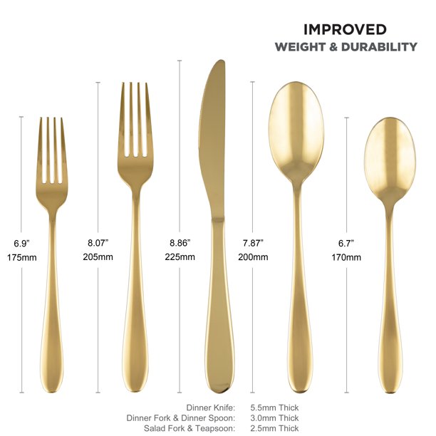 Cambridge Silversmiths Byram Flatware Ṣeto - Gold 20-nkan