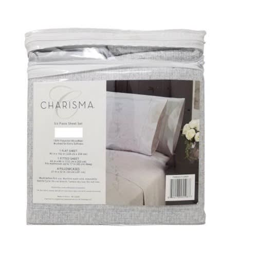 Charisma King Microfiber Polyester Six Piece Sheet Set, Tweed Brushed