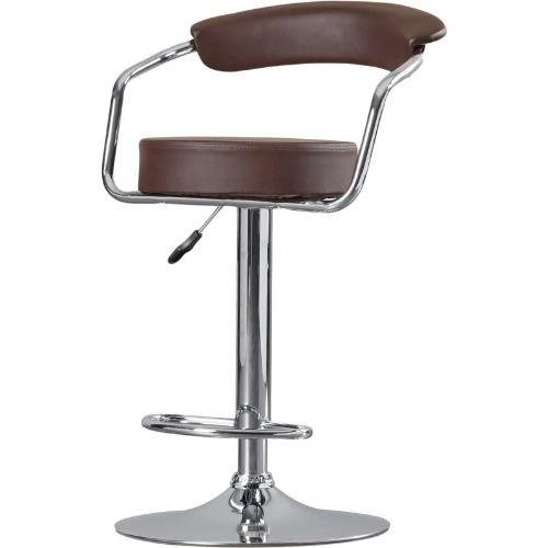 Chrome Bar Stool With Backrest - Brown