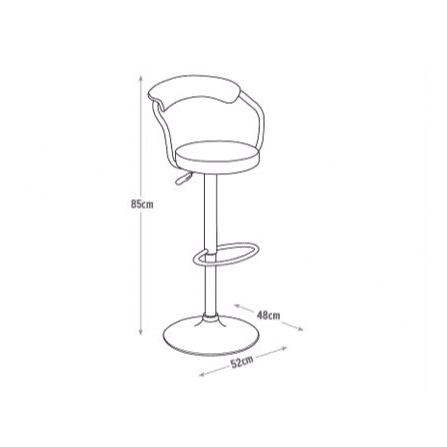 Chrome Bar Stool Tare da Backrest - Fari