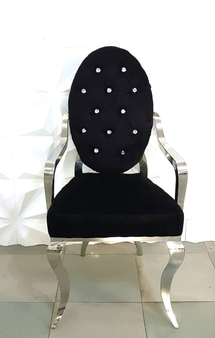 Chrome Button Occasional Chair - Black